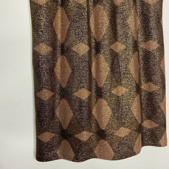 Elie Tahari Diamond Pattern Copper Sparkle Metallic Halter Dress - Picture 3 of 7